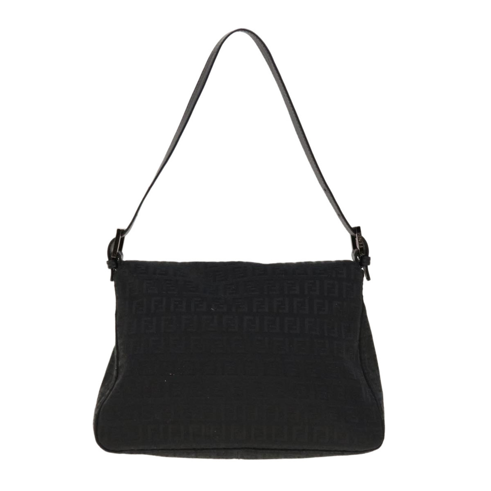 FENDI Zucchino Canvas Mamma Baguette Shoulder Bag Black Auth yk10291 - Picture 2 of 16
